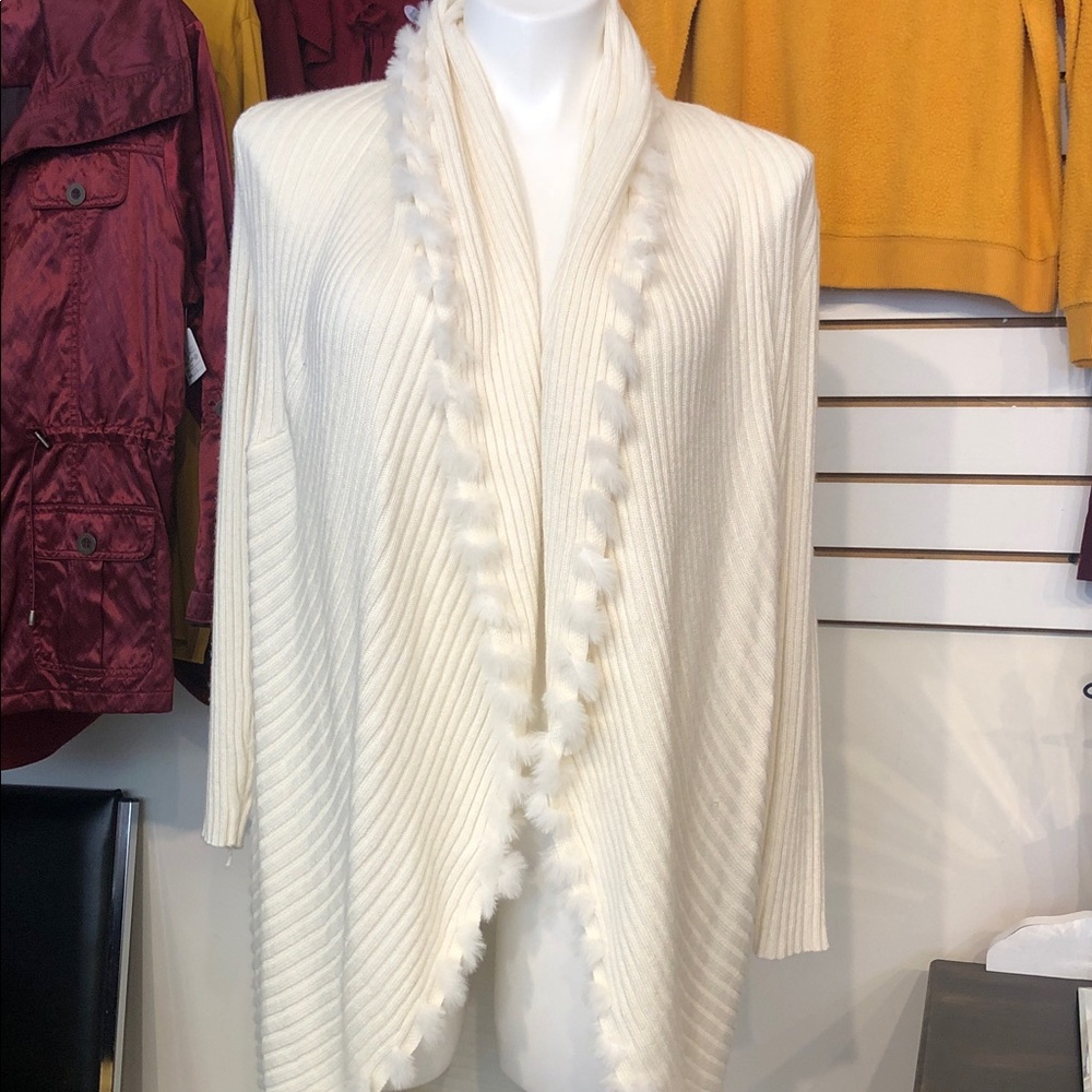 Chico's Cream Ribbed Knit Cardigan